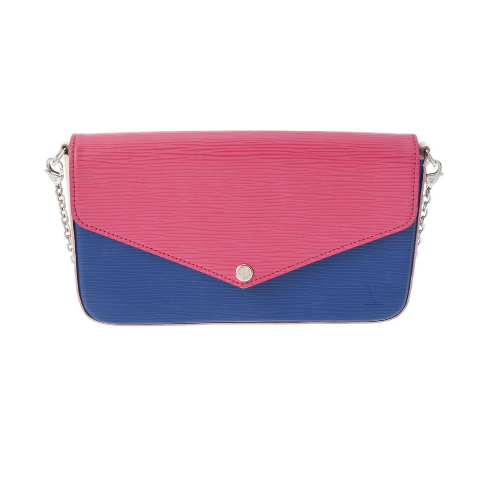 Louis Vuitton Epi Leather Felicie Chain Wallet Bag Pink Blue Shoulder